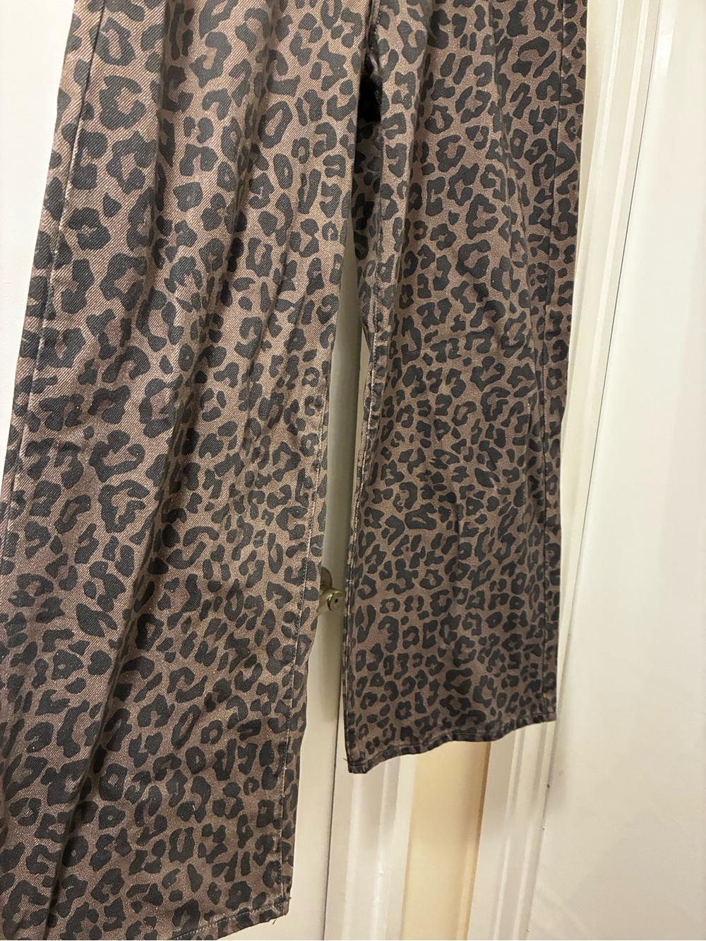 Vintage Streetwear Denim Cheetah Print Wide-Leg Pants